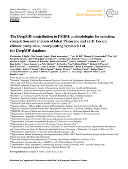 Article Outlined the Here Refers to the History of Earth Prior to the Pliocene, Or Be- Model Experimental Design for Climate Model Simulations