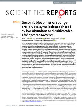 Genomic Blueprints of Sponge-Prokaryote Symbiosis Are