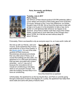 Paris, Normandy, and Brittany July 2017 Tuesday, July 4, 2017 Paris