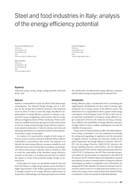 Steel and Food Industries in Italy: Analysis of the Energy Efficiency Potential