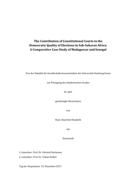 The Contribution of Constitutional Courts to the Democratic Quality of Elections in Sub-Saharan Africa: a Comparative Case Study of Madagascar and Senegal