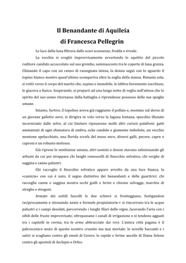 Il Benandante Di Aquileia Di Francesca Pellegrin