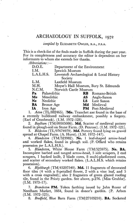 Archaeology in Suffolk, 1972 E. J. Owles