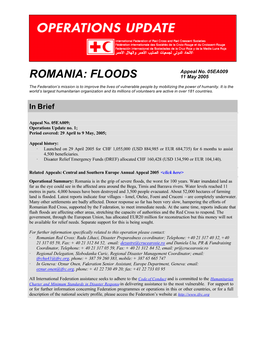 ROMANIA: FLOODS 11 May 2005