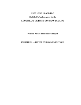 PSEG LONG ISLAND LLC on Behalf of and As Agent for the LONG