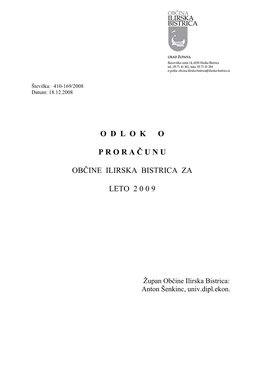 Odlokoprora Č Unu Občine Ilirska Bistrica Za Leto 2 0