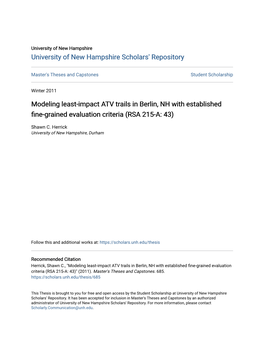 Modeling Least-Impact ATV Trails in Berlin, NH with Established Fine-Grained Evaluation Criteria (RSA 215-A: 43)