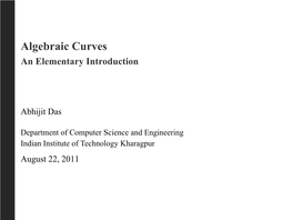 Algebraic Curves an Elementary Introduction