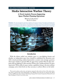 Media Interaction Warfare Theory a Novel Analytic Process Supporting Space Warfare Planning Operations