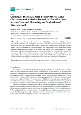 Cloning of the Bisucaberin B Biosynthetic Gene Cluster from the Marine Bacterium Tenacibaculum Mesophilum, and Heterologous Production of Bisucaberin B