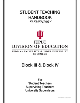 STUDENT TEACHING HANDBOOK Block III & Block IV