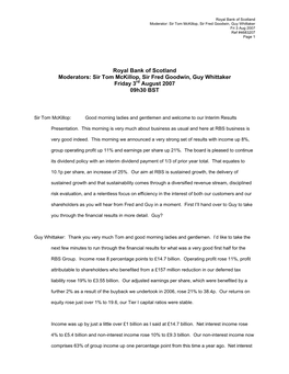 Sir Tom Mckillop, Sir Fred Goodwin, Guy Whittaker Fri 3 Aug 2007 Ref #4683207 Page 1