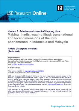 Making Jihadis, Waging Jihad: Transnational and Local Dimensions of the ISIS Phenomenon in Indonesia and Malaysia