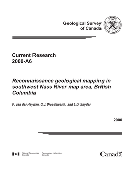 Reconnaissance Geological Mapping in Southwest Nass River Map Area, British Columbia