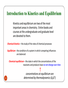 Introduction to Kinetics and Equilibrium