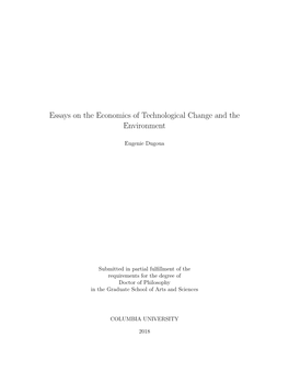 Essays on the Economics of Technological Change and the Environment
