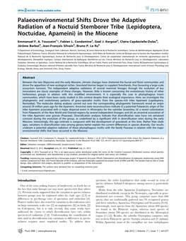 Lepidoptera, Noctuidae, Apameini) in the Miocene