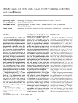 Rapid Miocene Slip on the Snake Range–Deep Creek Range Fault System, East-Central Nevada