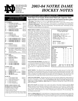 2003-04 Notre Dame Hockey Notes