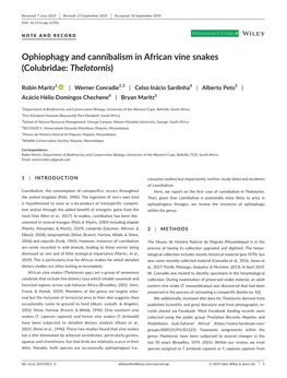 Ophiophagy and Cannibalism in African Vine Snakes (Colubridae: Thelotornis)