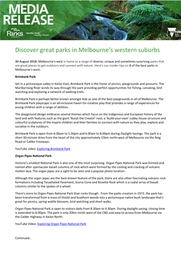 Discover Great Parks in Melbourne's Western Suburbs