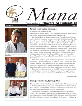 Mana Newsletter Spring 2016 Hawaii Ki Federation