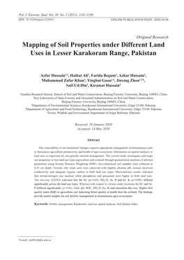 Mapping of Soil Properties Under Different Land Uses in Lesser Karakoram Range, Pakistan