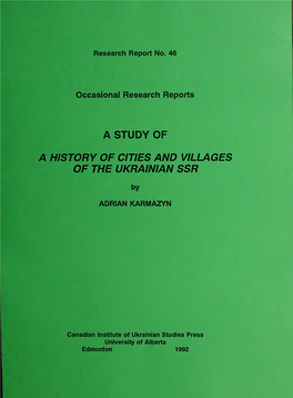 A Study of a History of Cities and Villages of the Ukrainian Ssr