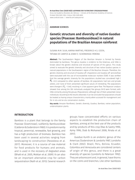 Genetic Structure and Diversity of Native Guadua Species (Poaceae: Bambusoideae) in Natural Populations of the Brazilian Draft