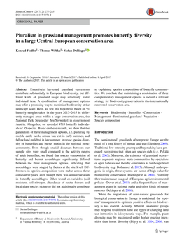 Pluralism in Grassland Management Promotes Butterfly Diversity in a Large Central European Conservation Area