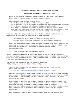 Astro2010 Decadal Survey Town Hall Meeting
