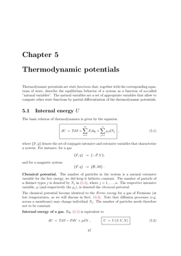 Chapter 5 Thermodynamic Potentials