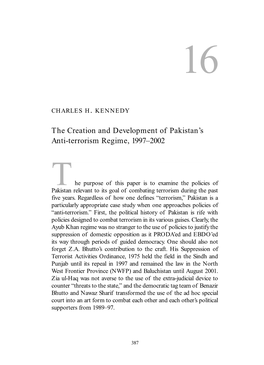 The Creation and Development of Pakistan's Anti-Terrorism Regime