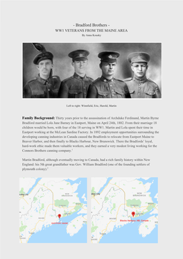 Bradford Brothers - WW1 VETERANS from the MAINE AREA by Anna Kousky