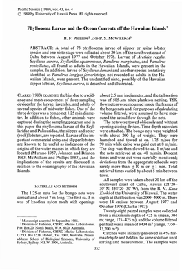 Phyllosoma Larvae and the Ocean Currents Off the Hawaiian Islands!