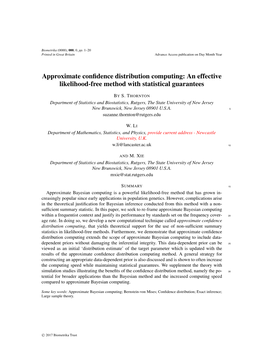 Approximate Confidence Distribution Computing 300 Forlargesamples 3·1