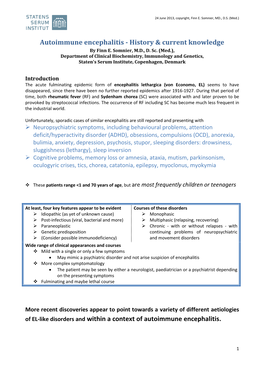 Autoimmune Encephalitis - History & Current Knowledge by Finn E