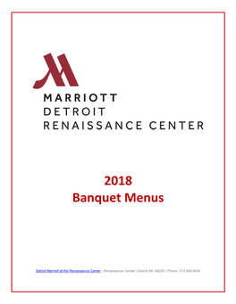 2018 Banquet Menus