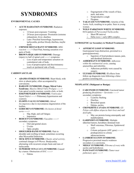 SYNDROMES Neck, and Arms