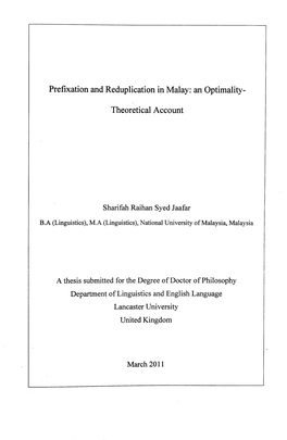 Prefixation and Reduplication in Malay: an Optimality