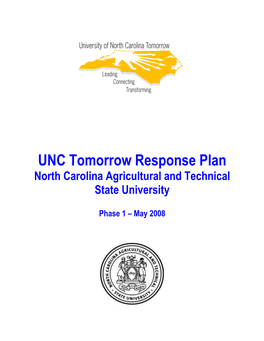 UNC Tomorrow Response Plan North Carolina Agricultural and Technical State University