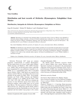 Distribution and Host Records of Melittobia (Hymenoptera: Eulophidae) from Mexico