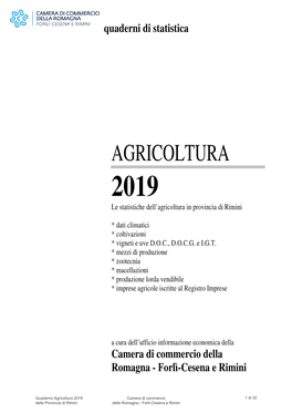 Quaderno Agricoltura 2019