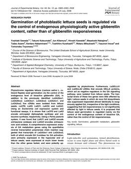 Germination of Photoblastic Lettuce Seeds Is Regulated Via the Control Of