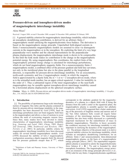 Pressure-Driven and Ionosphere-Driven Modes Of