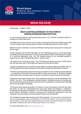 Stuart Ayres MEDIA RELEASE