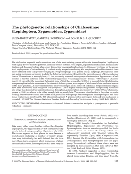 The Phylogenetic Relationships of Chalcosiinae (Lepidoptera, Zygaenoidea, Zygaenidae)