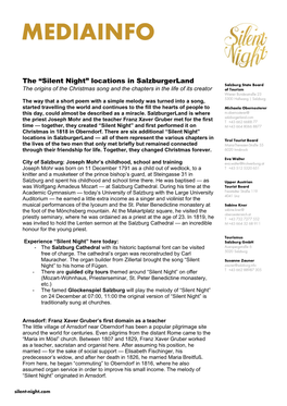 The “Silent Night” Locations in Salzburgerland the Origins of the Christmas Song and the Chapters in the Life of Its Creator