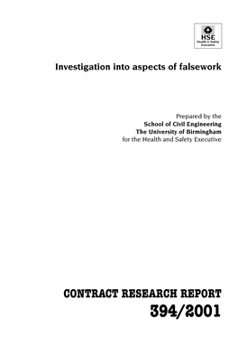 Investigation Into Aspects of Falsework