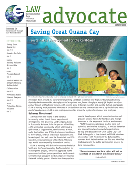 Saving Great Guana Cay P a I D Eugene, Oregon Permit No